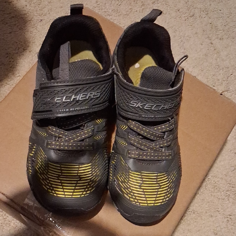 Skechers Kids Gray and Yellow Athletic Slip-On Sneakers